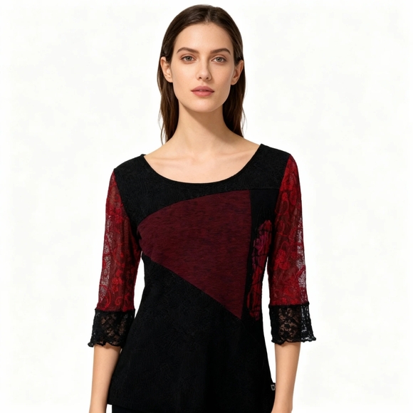 Metamorphose Lace Patch Top - Picture 3 of 10